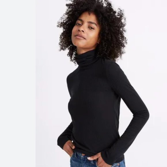 Madewell Lightweight Ribbed Turtleneck Top - Picture 1 of 7